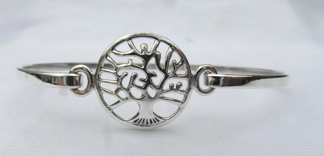 Sterling Silver 925 Tree of Life Bangle Bracelet - Etsy
