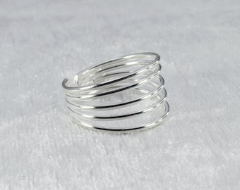 Sterling Silver 925  Five Ringed Adjustable Toe Ring