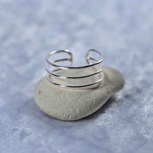 Sterling  Silver  925  Three  Ringed  Adjustable  Toe  Ring