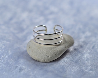 Justerbar tåring i sterlingsilver 925 med tre ringar