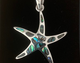 Sterling  Silver  925  Abalone  Star  Pendant  In  Gift  Box