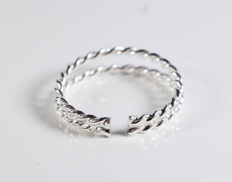 Sterling Silver 925 Adjustable Raindrops Toe Ring image 2