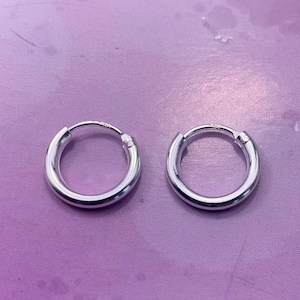 Pair Of Two x Sterling Silver 925 Thick 2 MM Hoop Sleeper Earring ( 10,12,14,16,18,20,25,30,35,40,50,60 70,80 MM Diameter ) image 4