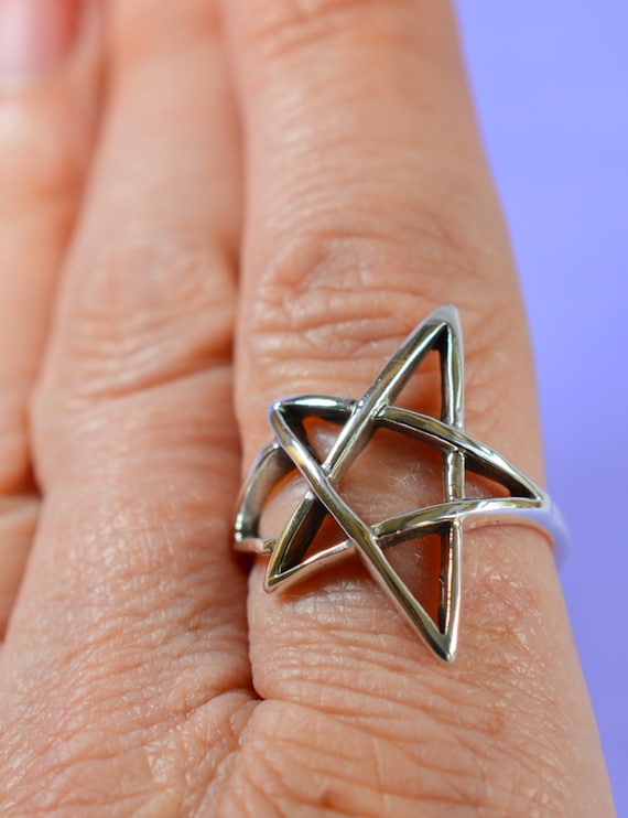Anillo para dedo y pulgar con estrella de cinco puntas y pentagrama de plata de ley 925 en caja de regalo Etsy Mexico
