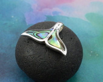 Sterling  Silver  925  Abalone  Whale  Tail  Pendant
