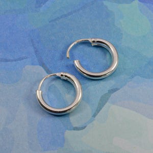 Pair Of Two x Sterling Silver 925 Thick 2 MM Hoop Sleeper Earring ( 10,12,14,16,18,20,25,30,35,40,50,60 70,80 MM Diameter ) image 9