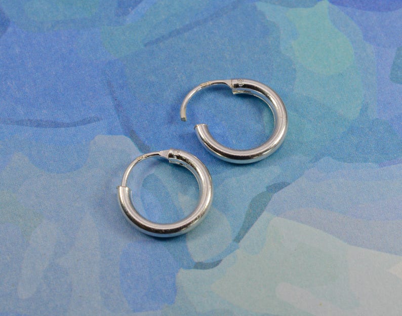 Pair Of Two x Sterling Silver 925 Thick 2 MM Hoop Sleeper Earring ( 10,12,14,16,18,20,25,30,35,40,50,60 70,80 MM Diameter ) image 9