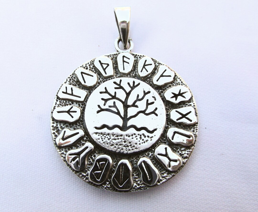 Sterling Silver 925 Tree of Life in Rune Circle Pendant ( 6.7 Grams ...