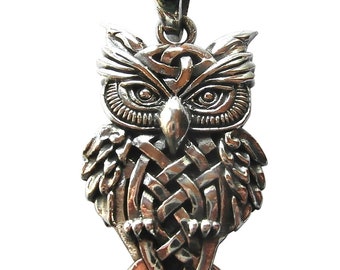 Pendentif vieux hibou sage en argent sterling 925