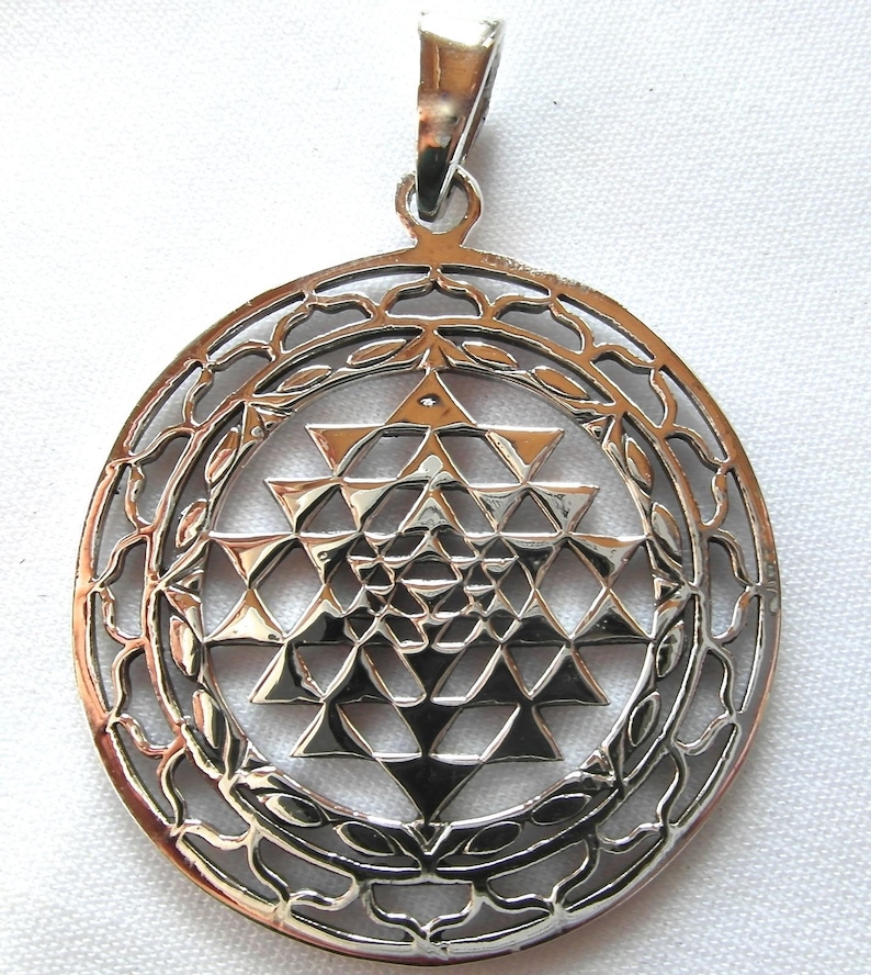 Sterling Silver 925 Sri Yantra Chakra Pendant Etsy