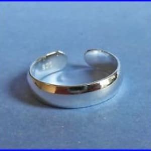 May include: A silver toe ring with a smooth, rounded surface. The ring is marked with "925" on the inside.