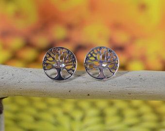 Pair  Of  Sterling  Silver  925  Tree  Of  Life  Ear  Stud  Earrings