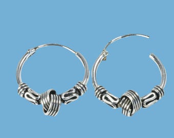 Pair  Of  Sterling  Silver  925  Bali  Knot  Twist  Hoop  Sleeper  Earrings    ( 14 MM ,16 mm,18 MM , 20 MM )