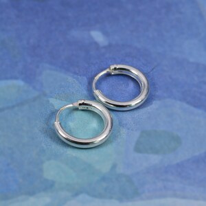 Pair Of Two x Sterling Silver 925 Thick 2 MM Hoop Sleeper Earring ( 10,12,14,16,18,20,25,30,35,40,50,60 70,80 MM Diameter ) image 8
