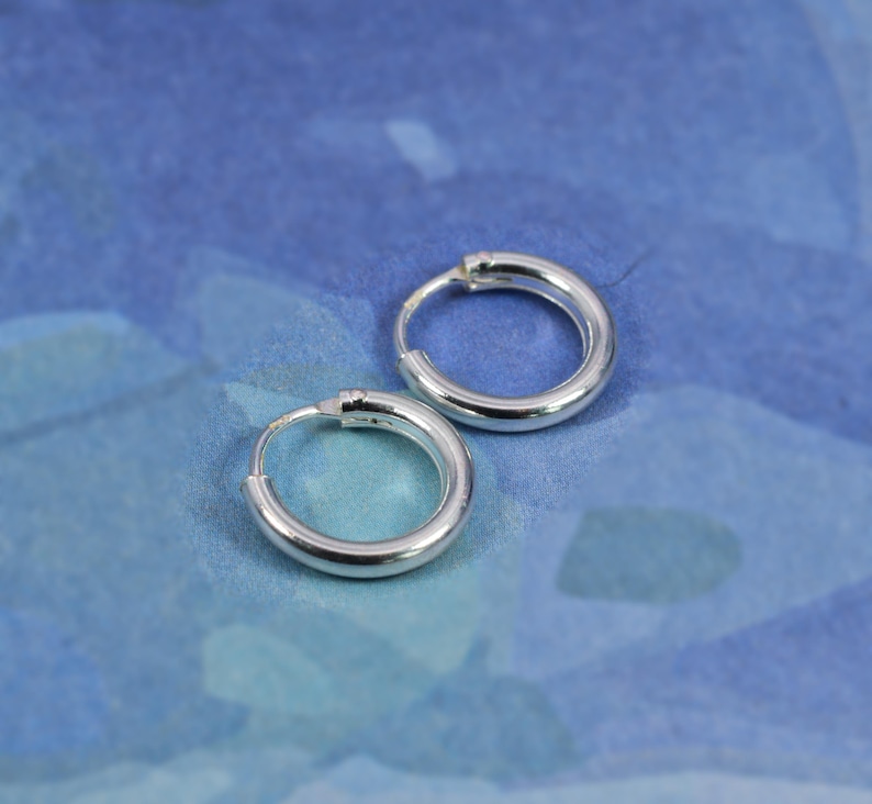 Pair Of Two x Sterling Silver 925 Thick 2 MM Hoop Sleeper Earring ( 10,12,14,16,18,20,25,30,35,40,50,60 70,80 MM Diameter ) image 8
