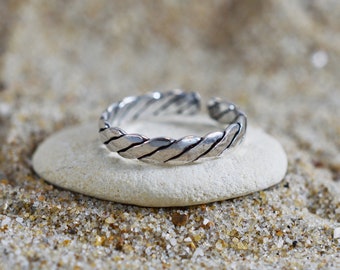 Sterling  Silver  925  Linked  Adjustable  Toe  Ring