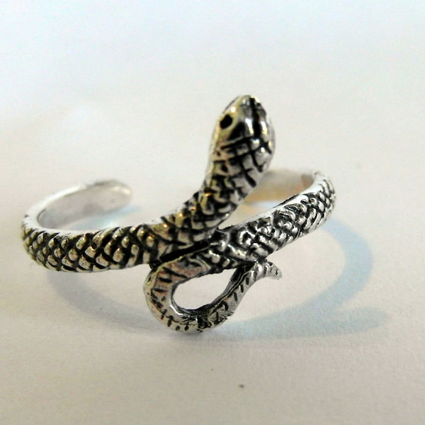 Sterling  Silver  925  Cobra  Snake  Adjustable  Toe  Ring