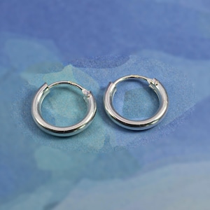 Pair Of Two x Sterling Silver 925 Thick 2 MM Hoop Sleeper Earring ( 10,12,14,16,18,20,25,30,35,40,50,60 70,80 MM Diameter ) image 10