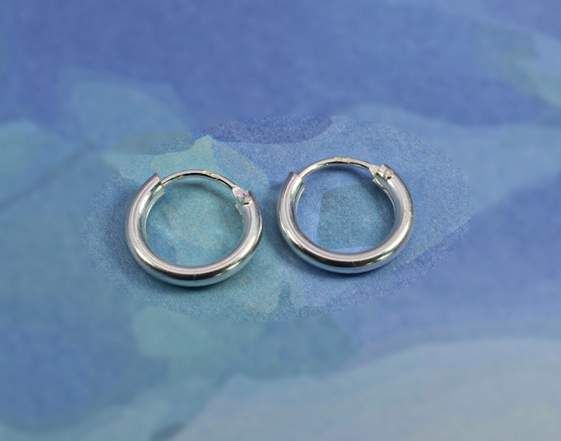Pair Of Two x Sterling Silver 925 Thick 2 MM Hoop Sleeper Earring ( 10,12,14,16,18,20,25,30,35,40,50,60 70,80 MM Diameter ) image 10