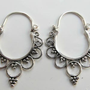 Pair  Of  Sterling  Silver  925  Tribal  Thai  Dangly  Earrings