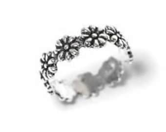 Sterling  Silver  925  Daisy  Chain  Adjustable  Toe  Ring