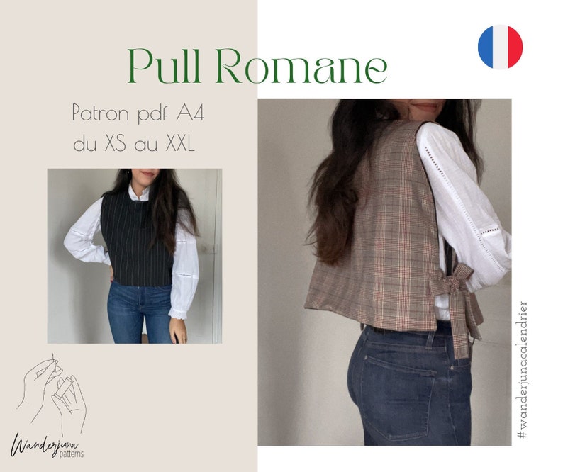 Pull Romane PATRON PDF A4 in french only/ en français seulement image 1