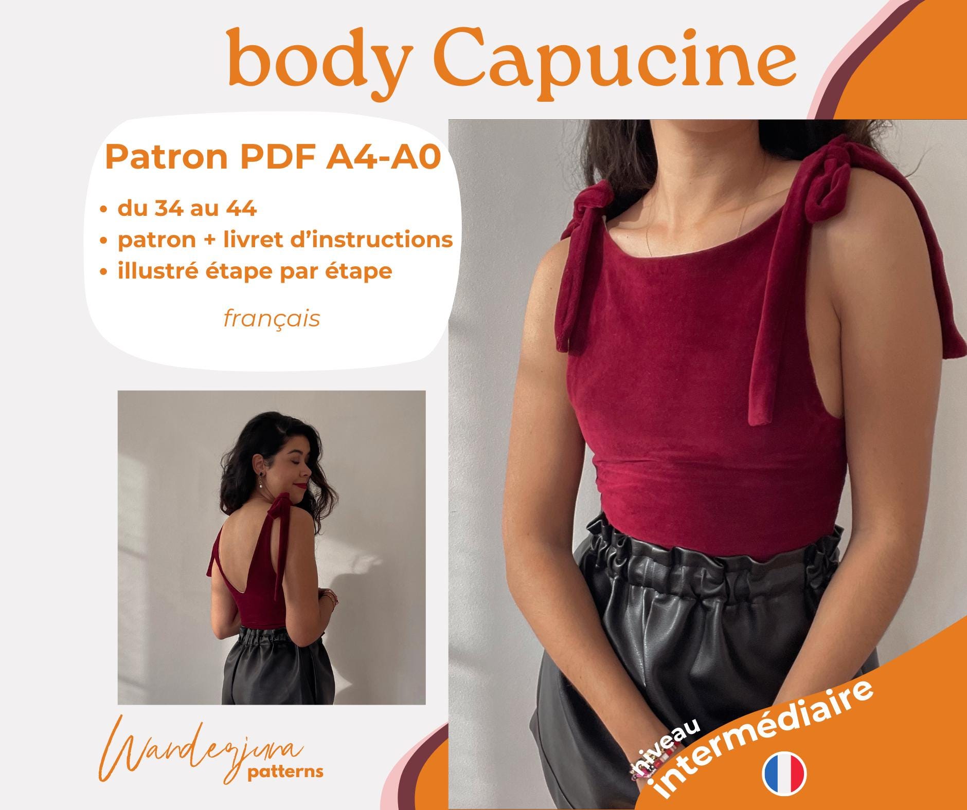 Body Capucine - PDF PATTERN A4 (in French Only) - Etsy