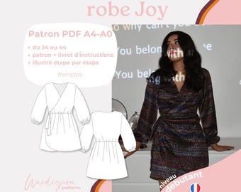 Patrón de vestido francés Joy Dress A4/A0 en PDF listo para imprimir.