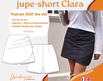 La jupe-short Clara PATRON PDF A4-A0 FR English, patron de