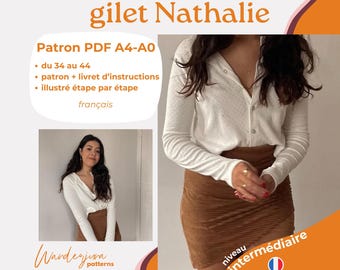 Chaleco Nathalie - PATRÓN PDF A4 (solo en francés/solo en francés)