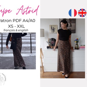 Gonna Astrid - modello A4/A0 GONNA MODELLO CUCITO francese e inglese, pronta per la stampa