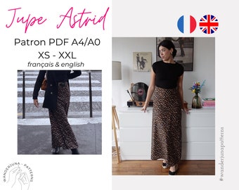 Falda Astrid - patrón A4/A0 FALDA PATRÓN DE COSTURA Francés e Inglés, lista para imprimir