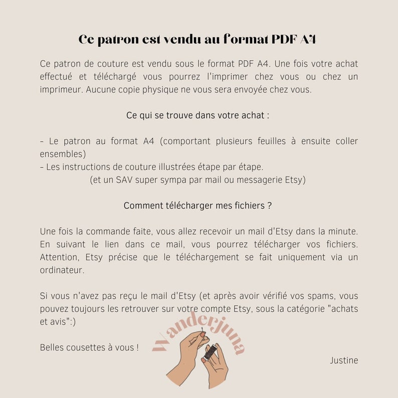 Bolso Clémence patrón A4/A0 francés e inglés imagen 3