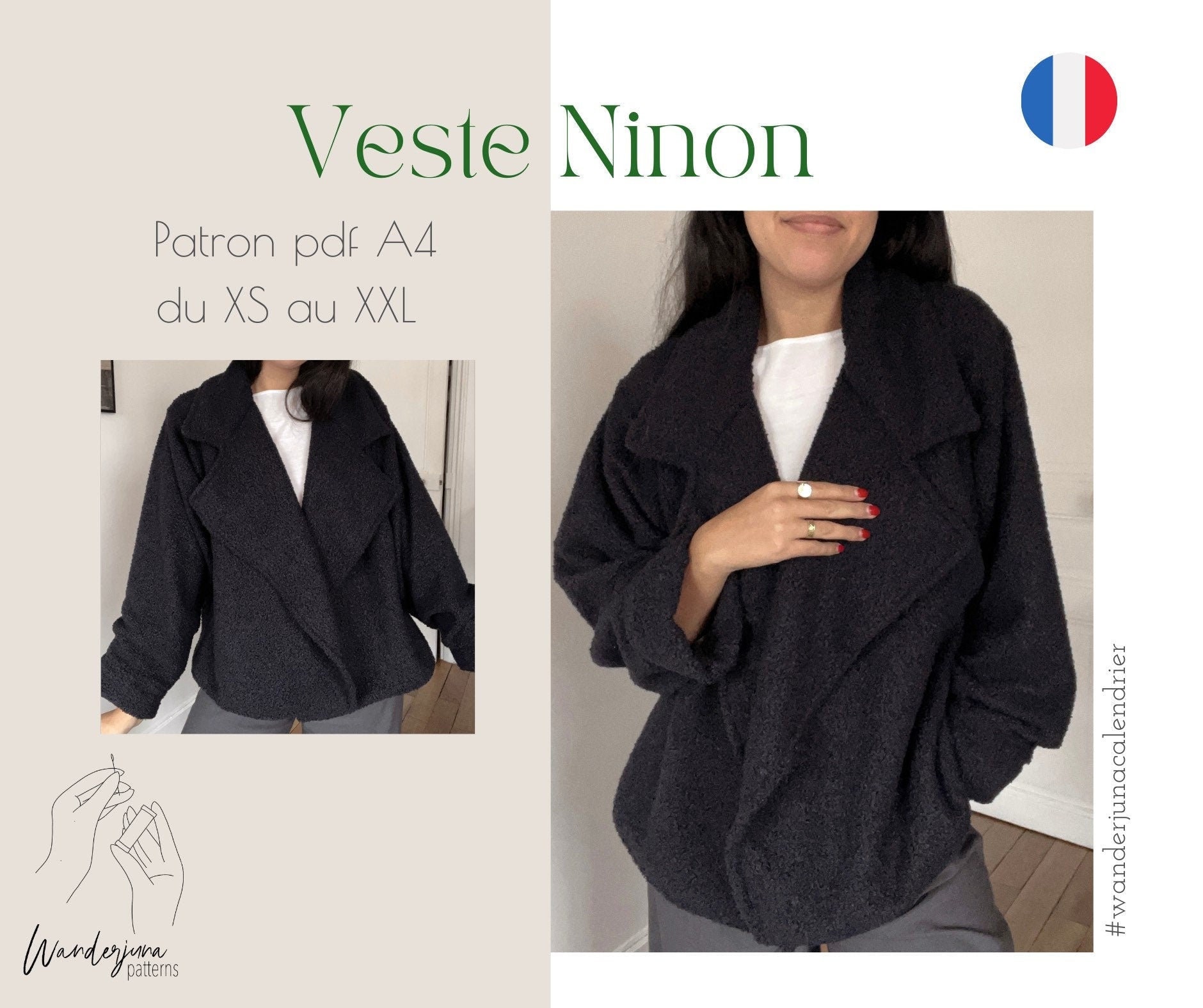 Variant Couscous Hip Veste Ninon PATRON PDF A4 in French Only/ En Français - Etsy India