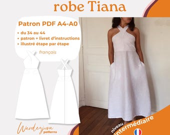 Vestido Tiana - Patrón A4/A0 Francés e Inglés