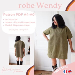 Robe Wendy - patron A4/A0 français & english SEWING PATTERN DRESS, ready to print, dress sewing pattern