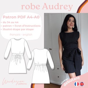 Robe Audrey - patron A4/A0 français only dress pattern pdf ready to print, 34 to 44, patron à imprimer