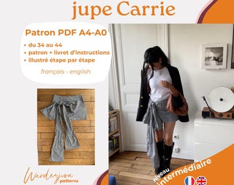 Falda Carrie (Shorts) - PATRÓN PDF A4-A0 FR, patrón de costura fácil, tutorial de falda-short de Wanderjuna Patterns