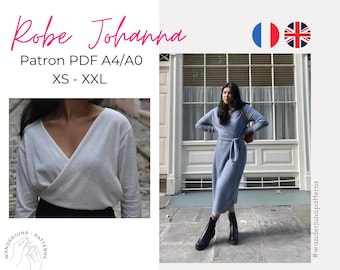 The Johanna wrap dress - PDF PATTERN A4-A0 FR & English, easy sewing pattern, Wanderjuna Dress Patterns