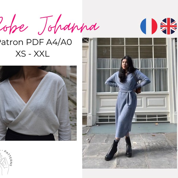 La robe cache-coeur Johanna  - PATRON PDF A4-A0 FR & English, patron de couture facile, Wanderjuna Patterns robe