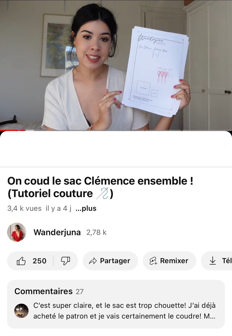 Clémence tas patroon A4/A0 Frans & Engels afbeelding 2