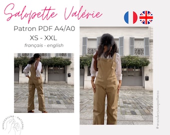 Salopette Valérie - patron A4/A0 français & english SEWING PATTERN OVERALLS, ready to print