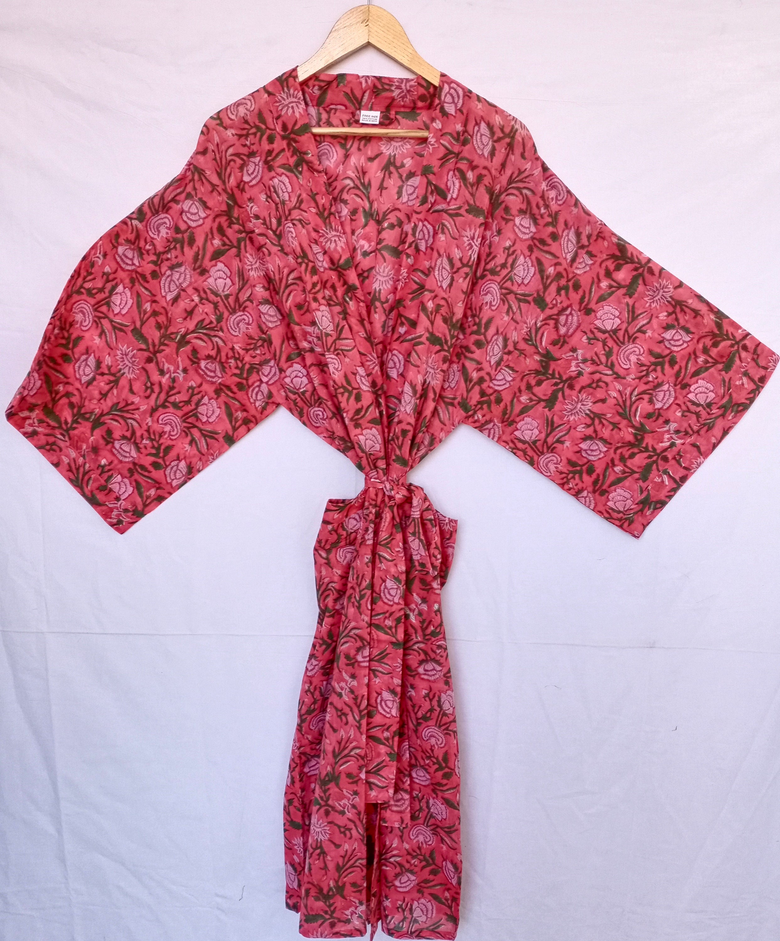 Indian Block Printed Cotton Bathrobe Cotton Dressing Robe Etsy