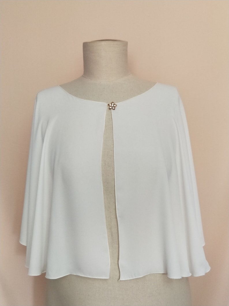 Ivory Georgette Bridal Capelet image 2