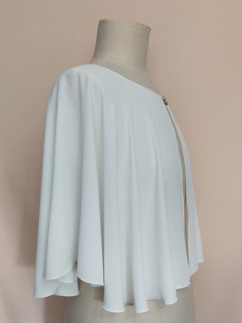 Ivory Georgette Bridal Capelet image 3