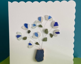 Flowers for you blank card/ seaglass / birthday/ just because