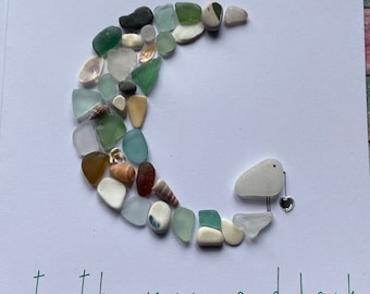 To the moon and back / seaglass new baby card / anniversary card