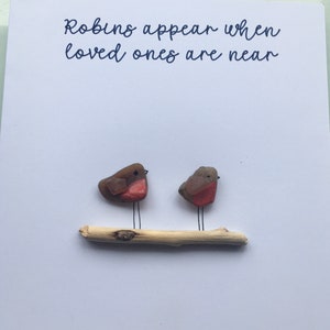 Roodborstjes verschijnen / Irish Seaglass-kaart / Robin-kaart / ik denk aan je / condoleancekaart