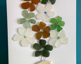 Beautiful flowers card/ made in Ireland/ Seaglass card / handmade / unique / Mother’s Day