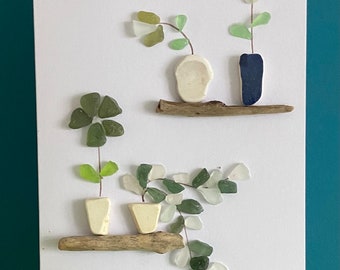 Gardeners Delight /Handmade Seaglass Greeting Card/ Made in Ireland / Handmade Birthday Card / flower card